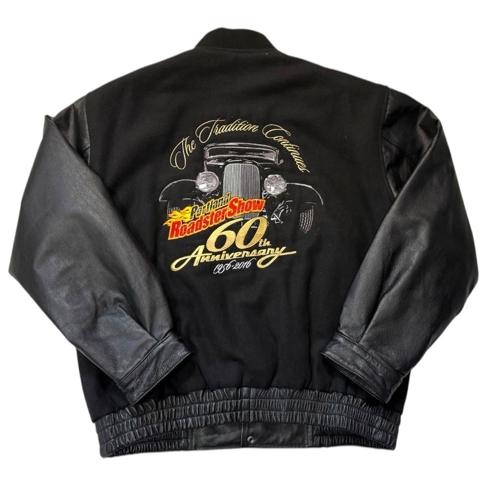USA LEATHER Jacket with Embroidered Portland‎ Roadster Design Show - Large